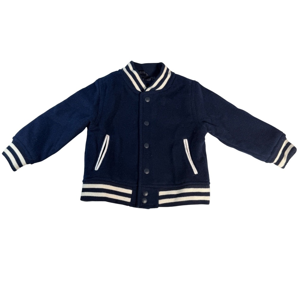 Baby Gap Varsity Jacket Toddler 2T Navy Blue Excellent  Snap Front Coat